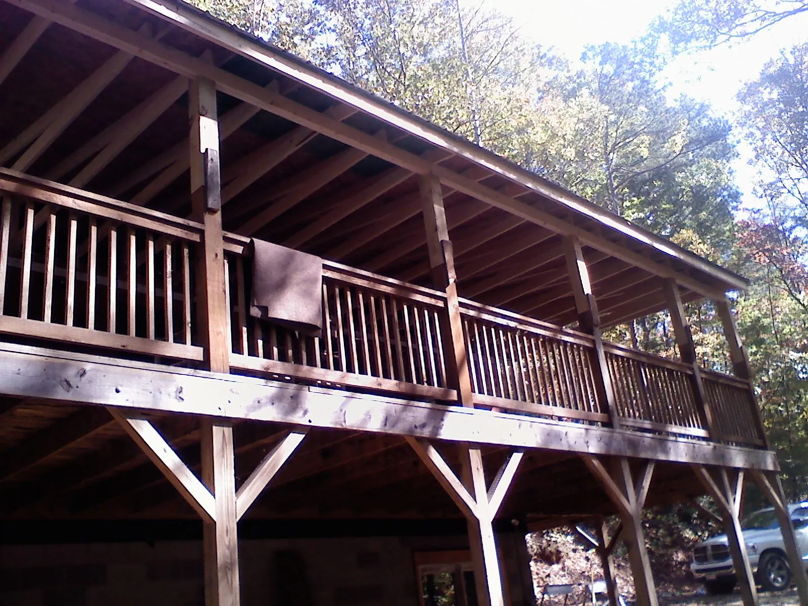 Timber framing under a new elevated porch and deck — Roof Leak Repair in Crestline by Roofing Brothers